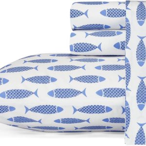 Nautica Woodblock Fish Sheet Set
