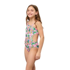 Little Girls Popsicle Party One Shoulder One Piece Swimsuit