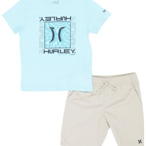 Hurley Little Boys 2 Pc Check Box Woven Short Set