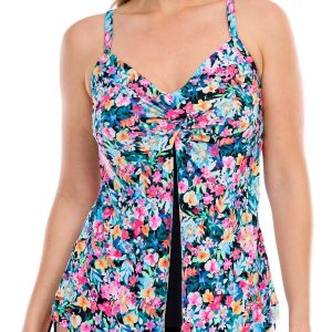 Paradise Bay Womens Knotted Flyaway Tankini Top
