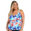 Maxine of Hollywood Plus Mosaic Leaves Print Tankini Top