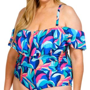 La Blanca Plus Printed Off The Shoulder One Piece Swimsuit