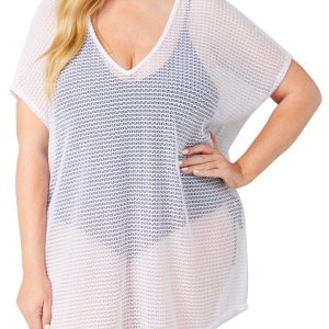 Jordan Taylor Plus Short Sleeve Mesh Tunic Coverup