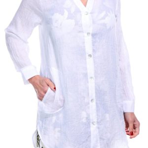 J Valdi Womens Long Sleeve Big Breeze Coverup Shirt