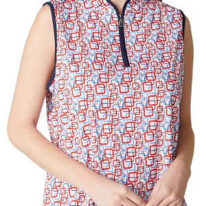 SPORT HALEY Womens Active 1/4 Zip Printed Sleeveless Top
