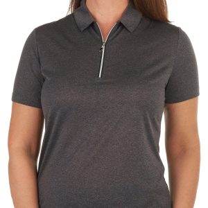 Callaway Womens Solid 1/4 Zip Heather Short Sleeve Polo