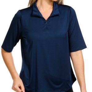 Stella Parker Womens Elbow Sleeve Mock Neck 1/4 Zip Top