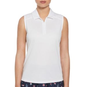 PGA TOUR Womens Airflux Sleeveless Zip Placket Polo Shirt