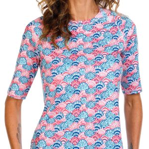 Reel Legends Womens Reel-Tec Scallop Elbow Sleeve Top