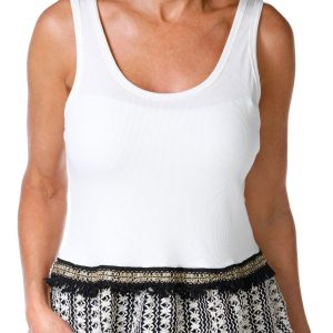 Bunulu Womens Peplum Crochet Ruffled Bottom