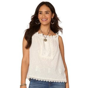 Democracy Womens Ruffle Embellished Square Neck Top