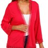 Onque Casual Womens Long Sleeve Lace Trim Cardigan