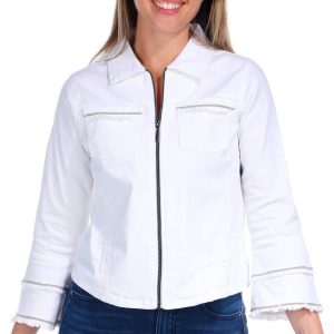 Onque Womens Long Sleeve Distressed Jacket