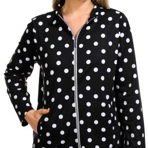 Onque Casual Womens Polkda Dot Zipped Jacket