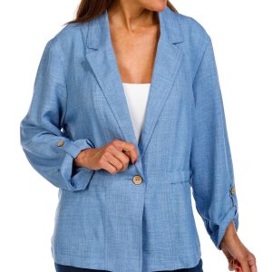 SOHO Womens Roll Sleeve Button Front Jacket