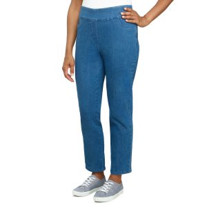 Alfred Dunner Womens Super Stretch Pull-On Denim Pants