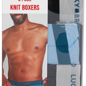 Lucky Brand Mens 3 Pk Knit Boxer
