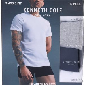 Kenneth Cole Mens 4-PK Cotton Crew Short Sleeve Undershirt