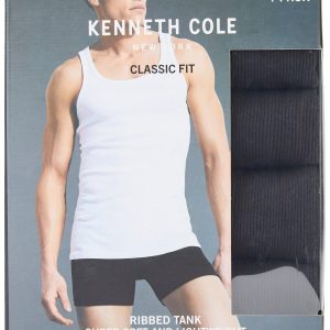 Kenneth Cole Mens 4-PK Ribbed Tank Undershirt