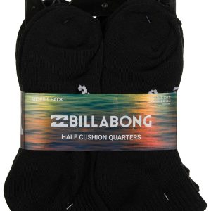 Billabong Mens 8-Pr. Half Cushioned Quarter Socks-Black