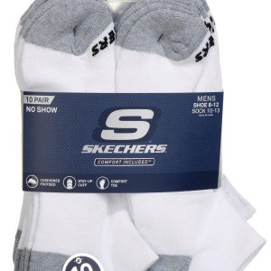 Skechers Mens 10-Pr. 1/2 Terry No Show Socks