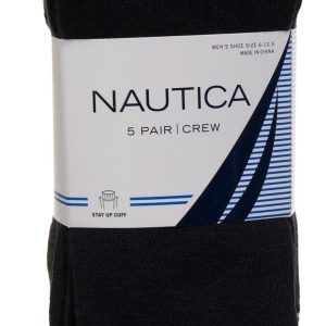 Nautica Mens 5 Pk Solid Dress Classic Crew Socks
