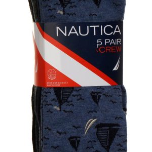 Nautica Mens 5-Pr. Sailboat Dress Heritage Crew Socks