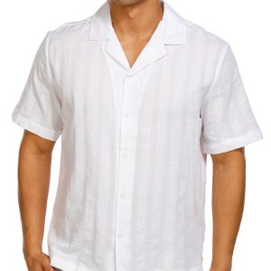 Kenneth Cole Men's Textured Short Sleeve Buttoned Shirt
