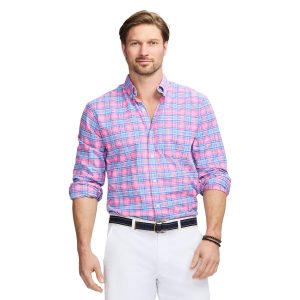 IZOD Men's Buttoned Plaid Long Sleeve Shirt