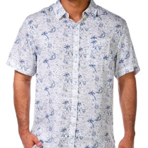 Men's Print Buttoned Short Sleeve Shirt