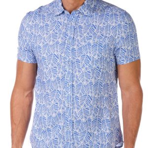 Report Collection Men's Leaf Print Button Down Shirt