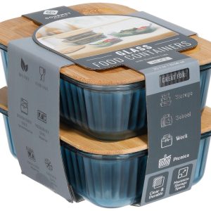 Gourmet Kitchen 2 Pk Glass Food Container Set