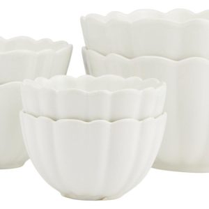Home Essentials 6 pc Ceramic Scalloped Bowls Set