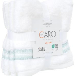 Caro Home 4 Pk Marla Border Washcloths