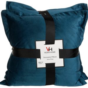 Videri Home 18x18 2pk Blue Velvet Decorative Pillow Set