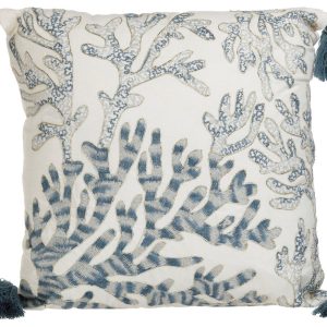 PD Home 16 in Coral Embroidered Pillow