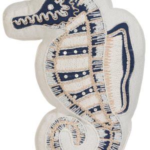 PD Home 17 in Sea Horse Embellished Decorative Pillow
