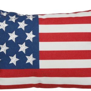 Lush 18 in American Flag Fringe Decorative Pillow