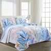 Coastal Home 3 Pc Engineered Coral Brush Quilt Set