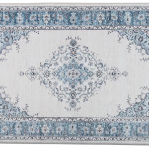 Badgley Mischka 27x45 Memory Foam Cream Blue Accent Rug