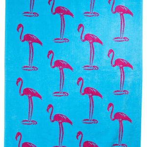 St Tropez Sands Flamingo 36x70 Jacquard Velour Beach Towel