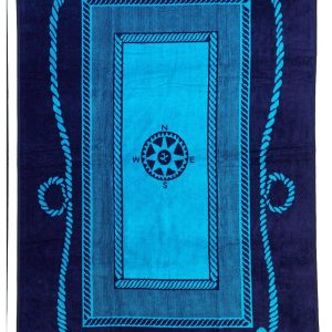 St Tropez Sands 36x70 Jacquard Velour Compass Beach Towel