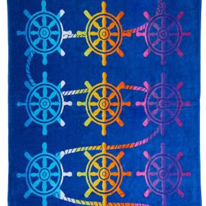 St Tropez Sands 36x70 Jacquard Velour Nautical Beach Towel