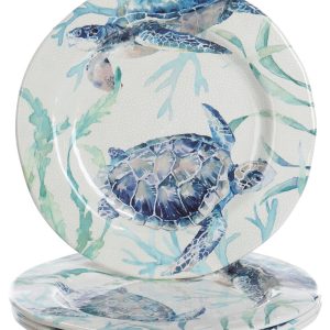 Coastal Home 4 Pk Sea Turtles Melamine Dinner Plates