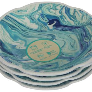 Coastal Home 4 Pk Floral Marble Dinner Bowls