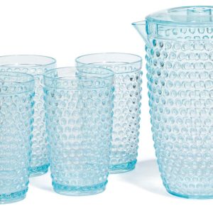 Gibson Home 5 Pc Teal Embossed Pitcher Set