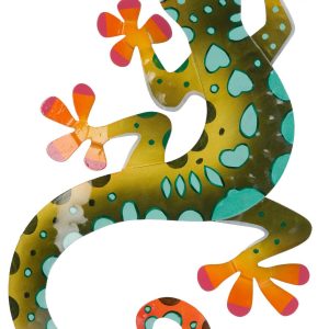 T.I. Designs 15.5 in Green Gecko Metal Wall Decor