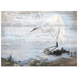 Young's 24-Inch Egret Wood Plaque