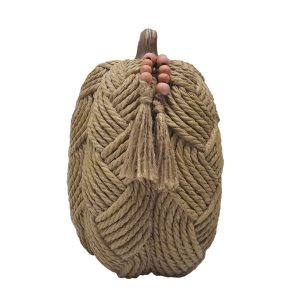 Brighten the Season 9 in. Burlap Knit Pumpkin with Beads