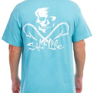 Salt Life Mens Skull 'N Hooks  Pocket T-Shirt